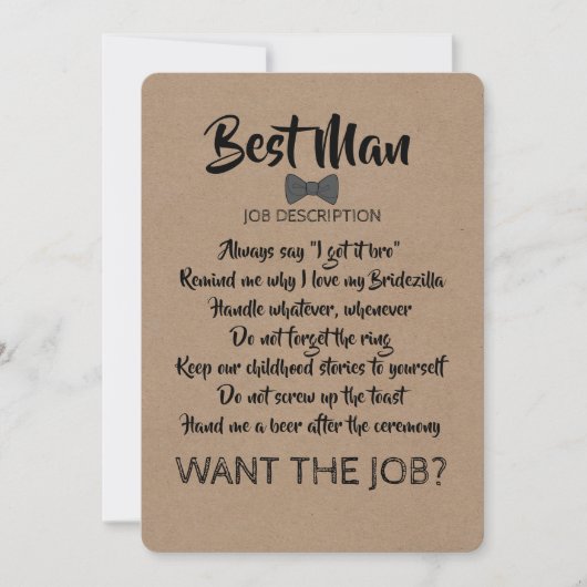 グローメおもしろいンスマンまたは花婿介添人ジョブの提案 招待状 (正面)