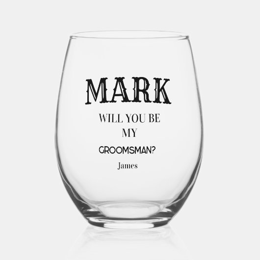 グローメモダンンズ花婿介添人バチュラーパーティカスタム ステムなしワイングラス (正面)