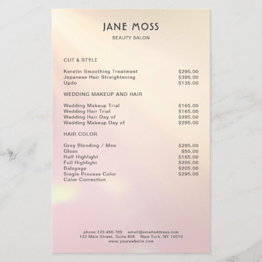 グローモダンサロンフライヤー チラシ (正面)