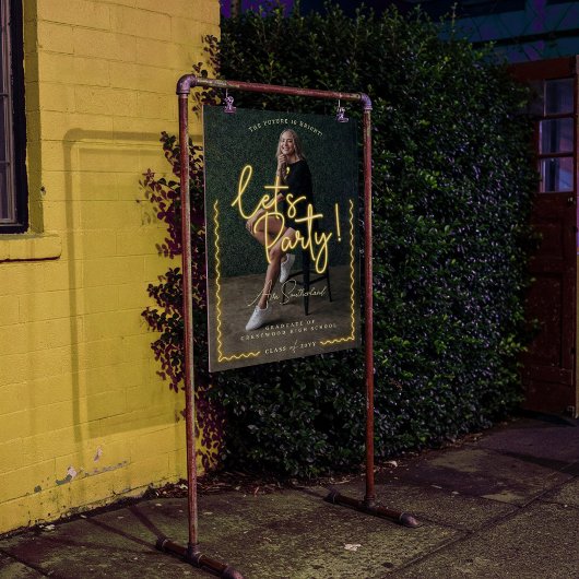 グローモダンスクリプトイエローネオン波状の大学院写真 アクリルサイン