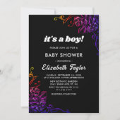 グローモダンネオンカラーバラフローラベビーシャワー 招待状 (正面)