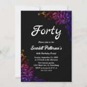 グローモダンネオンカラーバラフローラ40th誕生日 招待状 (正面)