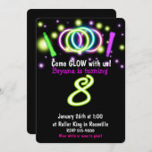 グローライト8thバースデーパーティー年齢8招待状 招待状 (正面/裏面)