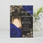 グローランタン素朴とネイビーブルーバラの結婚Inv 招待状 (スタンド正面)