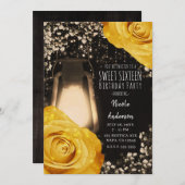 グローランタン素朴ゴールデンイエローローズスウィート16 招待状 (正面/裏面)