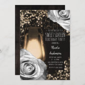 グローランタン素朴シルバーグレーバラスウィート16 招待状 (正面/裏面)