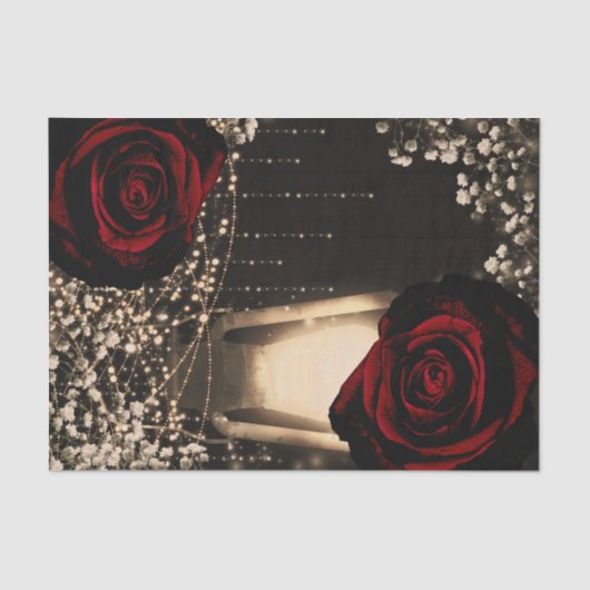 グローランタン素朴ライトダークレッドのバラ結婚ズ 薄葉紙 (正面)