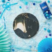 グローランタン素朴ライトブルーブラックバラズ結婚 ペーパープレート (パーティー)