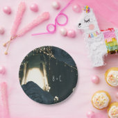 グローランタン素朴ライトブルーブラックバラズ結婚 ペーパープレート (パーティー)