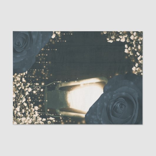 グローランタン素朴ライトブルーブラックバラズ結婚 薄葉紙 (正面)