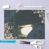 グローランタン素朴ライトブルーブラックバラズ結婚 薄葉紙 (クラフト)