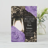 グローランタン素朴ラベンダーパープルバラスイーツ16 招待状 (スタンド正面)