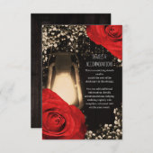 グローランタン素朴明るい赤いバラ結婚ズ エンクロージャーカード (正面/裏面)