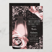 グローランタン素朴赤いピンクのバラ甘い16 招待状 (正面/裏面)