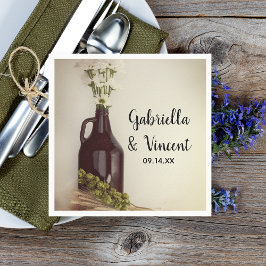 グローラー、ホップとデイジーブルワリー結婚ズ スタンダードカクテルナプキン