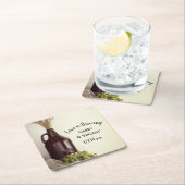 グローラー、ホップと小麦結婚醸造所 スクエアペーパーコースター (インサイチュ)