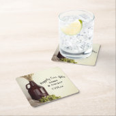 グローラー、ホップと小麦結婚醸造所 スクエアペーパーコースター (インサイチュ)