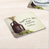 グローラー、ホップと小麦結婚醸造所 スクエアペーパーコースター (アングル)