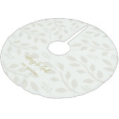 グローリートゥゴッドボタニカルクリスマスアイボリー ブラッシュドポリエステルツリースカート (アングル)