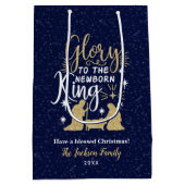 グローリートゥザキング生まれたばかりのグリッタークリスマス ミディアムペーパーバッグ (裏面)