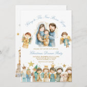 グローリートゥニューキング生まれ出生クリスマスディナー 招待状 (正面/裏面)