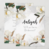 グローリー マグノリア:私のブライズメイドになってくれますか? 招待状 (正面/裏面)