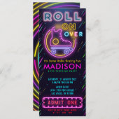 グローローラスケートで滑るチケットパス誕生日 招待状 (正面/裏面)