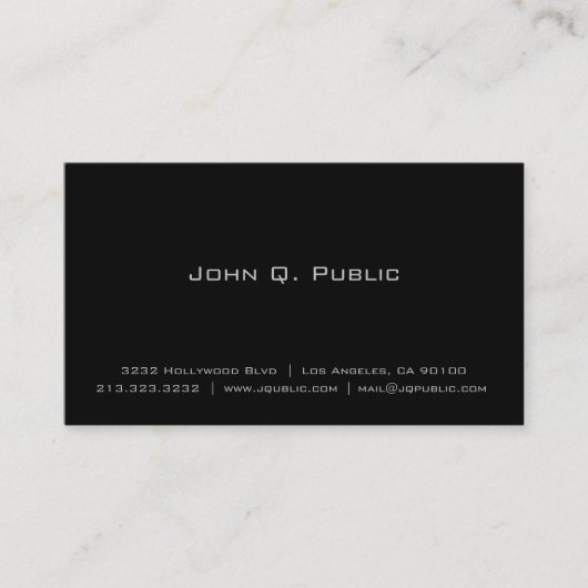 グローン – シンプルPlain Black Business Card 名刺 (正面)