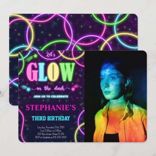 グロー写真招待状 招待状 (正面/裏面)
