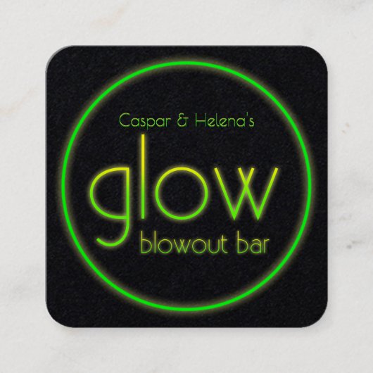 グロー吹き出しバーあなたの名前を追加Neon Green スクエア名刺 (正面)