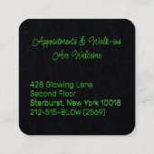 グロー吹き出しバーあなたの名前を追加Neon Green スクエア名刺 (裏面)