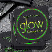 グロー吹き出しバーあなたの名前を追加Neon Green スクエア名刺