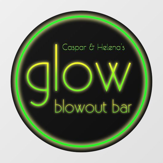グロー吹き出しバーあなたの名前を追加Neon Green Black ウィンドウサイン (シート)