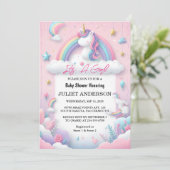 グロー宇宙王室のポニーユニコーンベビーガールシャワー 招待状 (スタンド正面)