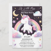 グロー宇宙王室のポニーUnicornベビーガールシャワー 招待状 (正面)
