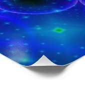 グロー星 |青と白のフラクタルアート ポスター (コーナー)