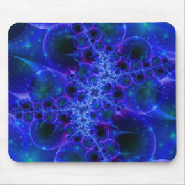 グロー星 |青と白のフラクタルアート マウスパッド