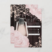 グロー素朴ランタンベビーピンクローズウェディングRSVP 出欠カード (正面/裏面)