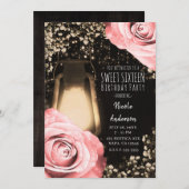 グロー素朴ランタン赤面ピーチバラスウィート16 招待状 (正面/裏面)