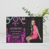 グロー誕生日招待状(写真あり) 招待状 (スタンド正面)