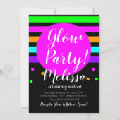 グロー誕生日熱狂するネオングローザダークパーティー 招待状 (正面)