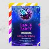 グロー ディスコ ダンスパーティー 招待状 (正面/裏面)