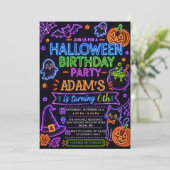グロー ネオン ハロウィン バースデーパーティー 招待状 (スタンド正面)