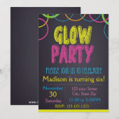 グロー パーティー 黒板 誕生日 招待状 (正面/裏面)