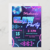 グロー パーティ ネオン カラフル バースデー パーティ 招待状 (正面)