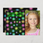 グロー パーティ ネオン グロー 暗闇で光る誕生日パーティー 招待状 (正面/裏面)