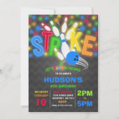 グロー ボウリング ご招待 ネオン グロー ボウリング パーティー 招待状 (正面)