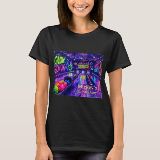 グロー・ボウリング・ティーン誕生日パーティー Tシャツ (正面)