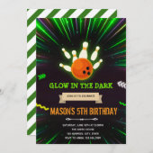 グロー ボウリング 誕生日 招待状 (正面/裏面)