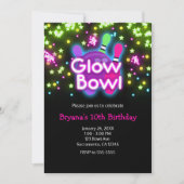 グロー ボウル ボウリング ネオン スター 誕生日パーティー 招待状 (正面)